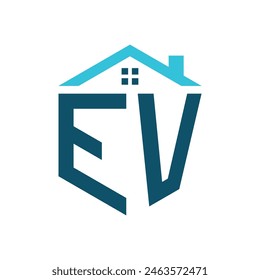 EV House Logo Design Plantilla. Letra EV Logo para Bienes Raíces, Construcción o cualquier negocio relacionado con la casa