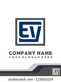 EV initial box letter logo template vector