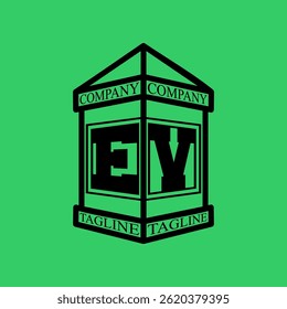 EV Initial Explore this unique collection of alphabet house logos,featuring stylish letter combinations inside a geometric house outline. Perfect for branding, real estate businesses, graphic design