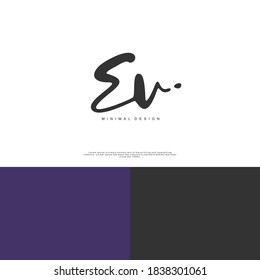 EV Initial handwriting or handwritten logo for identity. Logo with signature and hand drawn style.