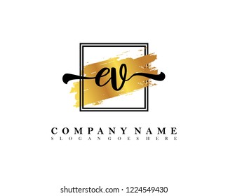 EV Initial handwriting logo concept