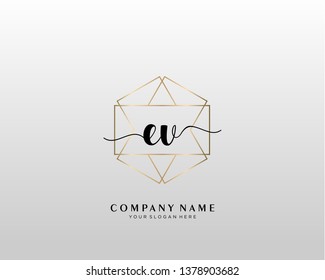 EV initial handwriting logo geometric template vector