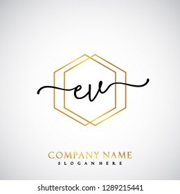 EV Initial Handwriting logo template vector