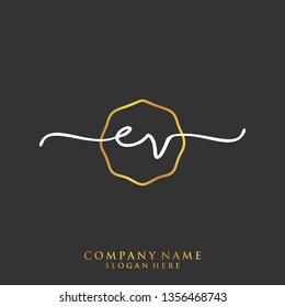EV Initial handwriting logo template