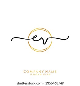 EV Initial handwriting logo template