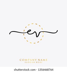 EV Initial handwriting logo template