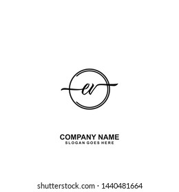 EV Initial handwriting logo template vector