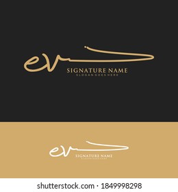 EV Initial letter handwriting and signature logo.