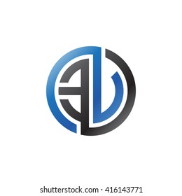 EV initial letters linked circle logo blue black