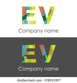 EV letter abstract mosaic shape icon colorful
