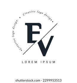 EV Letter Logo Design mit einer kreativen Schnitt. Kreatives Logo-Design