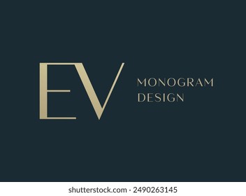 Diseño de logotipo de la letra EV. Monograma de las iniciales de lujo del estilo clásico.