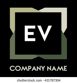 EV letters business logo creative  icon design template elements in abstract background logo, design identity in square with four colors, modern alphabet letters