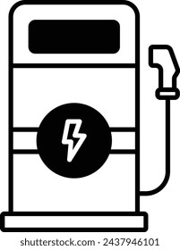 EV location glyph and line vector illustration