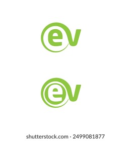 ev logo design, Letter EV logotype symbol for Electric Car, Electric Vehicle industry. Electric vehicle charging letter E with EV Plug Connector and Lightning Bolt Symbol logo vector design concept