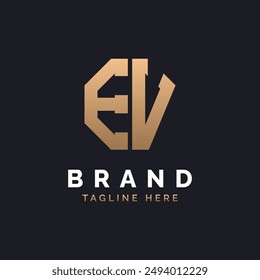 EV Logo Design. Modern, Minimal, Elegant and Luxury EV Logo. Alphabet Letter EV Logo Design for Brand Corporate Business Identity.