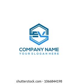 EV logo letter initial, Abstract polygonal Background Logo,