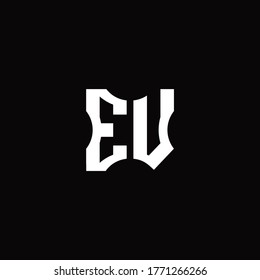 EV Logo monogram with pieces cut elements design template