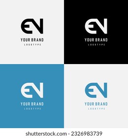 EV-Logo-Vektorgrafik. Elektrisches Fahrzeuglogo in 4 Modellen.