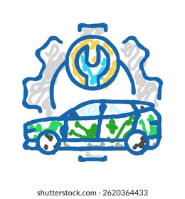ev manutenção ícone doodle elétrico esboço vetor. ev manutenção sinal elétrico. ilustração símbolo isolado