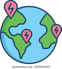 EV Map linear color vector illustration