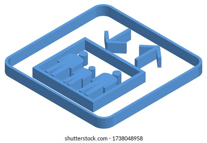 EV mark blue isometric illustration