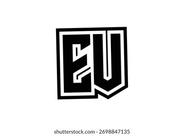 EV Modern Monogram Logo Design with Bold Geometric Shape and Minimal Frame.