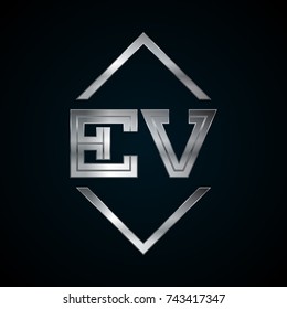 EV Monogram, Metal Logo, Silver Logo