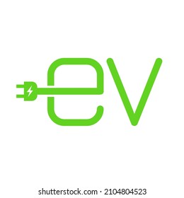 EV with plug icon symbol, Electric vehicle, Charging point logotype, Eco friendly vehicle concept, Vector illustration