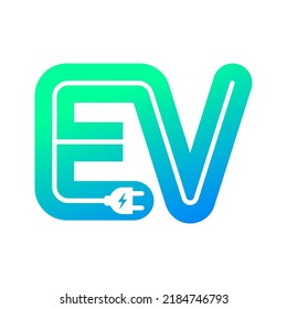 EV with plug icon symbol, Electric vehicle, Charging point logotype, Eco friendly vehicle concept, Vector illustration