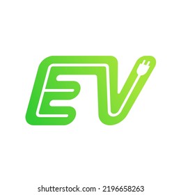 EV with plug icon symbol, Electric vehicle, Charging point logotype, Eco friendly vehicle concept.