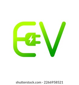 EV with plug icon symbol, Electric vehicle, Charging point logotype, Eco friendly vehicle concept, Vector illustration