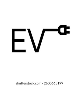 EV with plug icon symbol, Electric vehicle, Charging point logotype, Eco friendly vehicle concept, Vector illustration