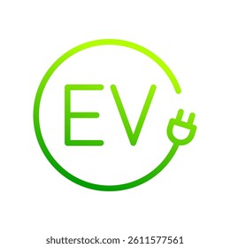 EV with plug icon symbol, Electric vehicle, Charging point logotype, Eco friendly vehicle concept, Vector illustration