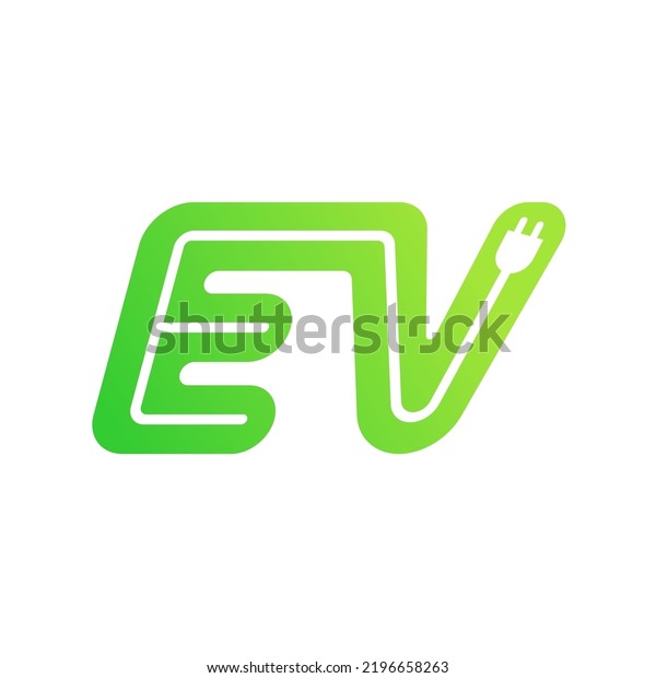 EV with plug icon symbol,\
Electric vehicle, Charging point logotype, Eco friendly vehicle\
concept.