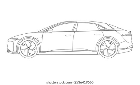 EV Sedán Vector de velocidad moderno USA Icon Outline Vehículo eléctrico