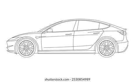 EV Sedan popular USA Electric vehicle car speed modern future vector illustration