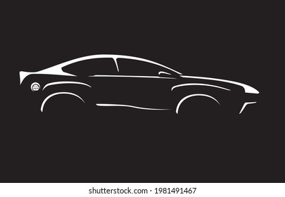 EV Sports Car,  Line Art Illustration