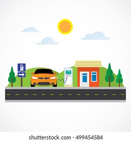 ev station, charge electric car