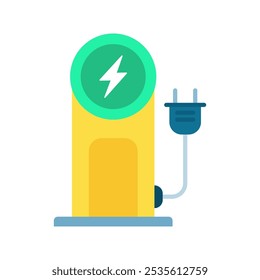 Icono de la estación EV. Carga del coche eléctrico. Estación de carga de vehículos eléctricos. Ilustración vectorial