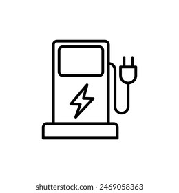 ev station line icon, charging outline sign flat trendy style illustration for web and app on white background..eps