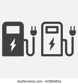 ev station line icon, outline and solid vector logo, linear pictogram isolated on white, pixel perfect illustration