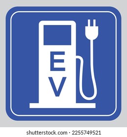 EV Station sign vector with white background