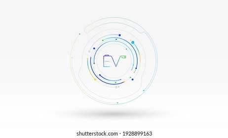 EV text letter electric vehicle icon technology sign symbol