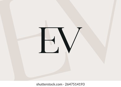 Design de ícone de logotipo de letra EV ou VE. Monograma de iniciais de luxo estilo clássico.