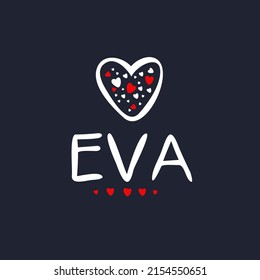 Eva Calligraphy female name, Vector illustration.