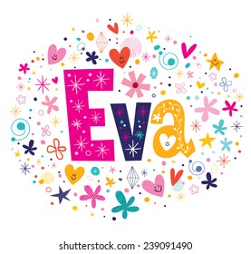 Eva female name decorative lettering type design