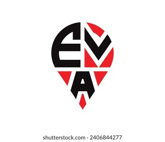 EVA letter location shape logo design