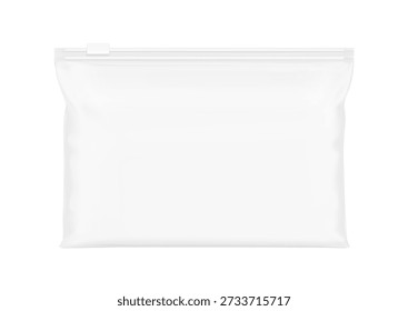 Maqueta de bolsa de embalaje con cierre de cremallera con cierre EVA. Ilustración vectorial aislada sobre fondo blanco. Ideal para su diseño. EPS10.