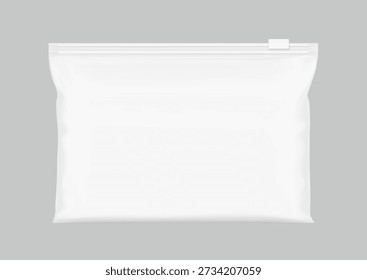EVA resealable zip-lock packaging bag mockup. Vector illustration isolated on grey background. Great for your design. EPS10.